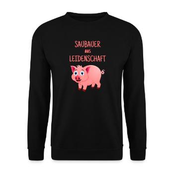 saubauer, Schweinebauer, Landwirt, Viehzucht - Unisex Pullover - Schwarz - Vorne - Alina (178cm) & Michal (187cm)