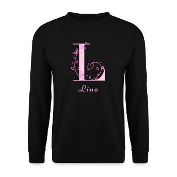 LINA Nom Chemise Fleurs Lettres Femmes - Sweat-shirt Unisexe - noir - Devant - Alina (178cm) & Michal (187cm)
