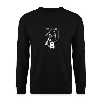 Jazz Line Art: Guitar and Brass - Unisex Sweatshirt - black - Front - Alina (178cm) & Michal (187cm)