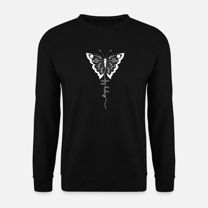 Florales Schmetterlingsskript - Unisex Pullover - Schwarz