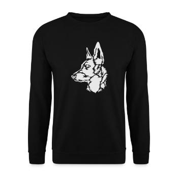 Malinois , Belgischer Schäferhund Holland Herder - Unisex Pullover - Schwarz - Vorne - Alina (178cm) & Michal (187cm)
