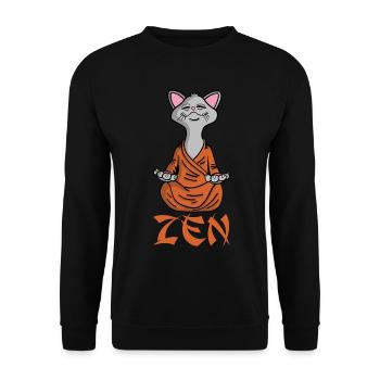 Zen-Katze - Unisex Pullover - Schwarz - Vorne - Alina (178cm) & Michal (187cm)