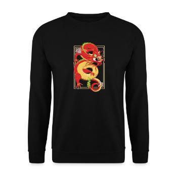 Chinese Dragon - Unisex Sweatshirt - black - Front - Alina (178cm) & Michal (187cm)
