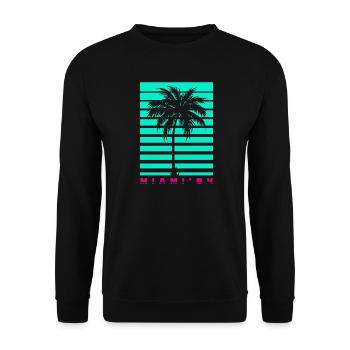 Miami Palm Tree Retro - Unisex Pullover - Schwarz - Vorne - Alina (178cm) & Michal (187cm)