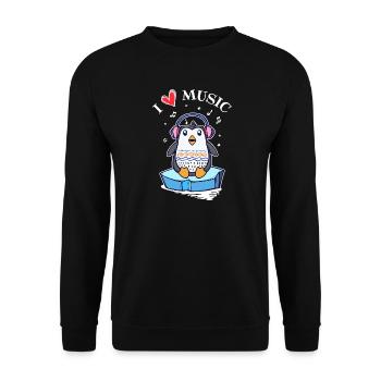 Herz Eis Pinguin Antarktis Tier Statement Vogel - Unisex Pullover - Schwarz - Vorne - Alina (178cm) & Michal (187cm)