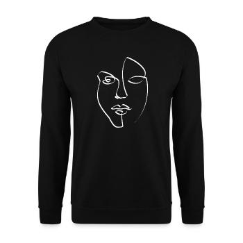 Gesicht - Unisex Pullover - Schwarz - Vorne - Alina (178cm) & Michal (187cm)
