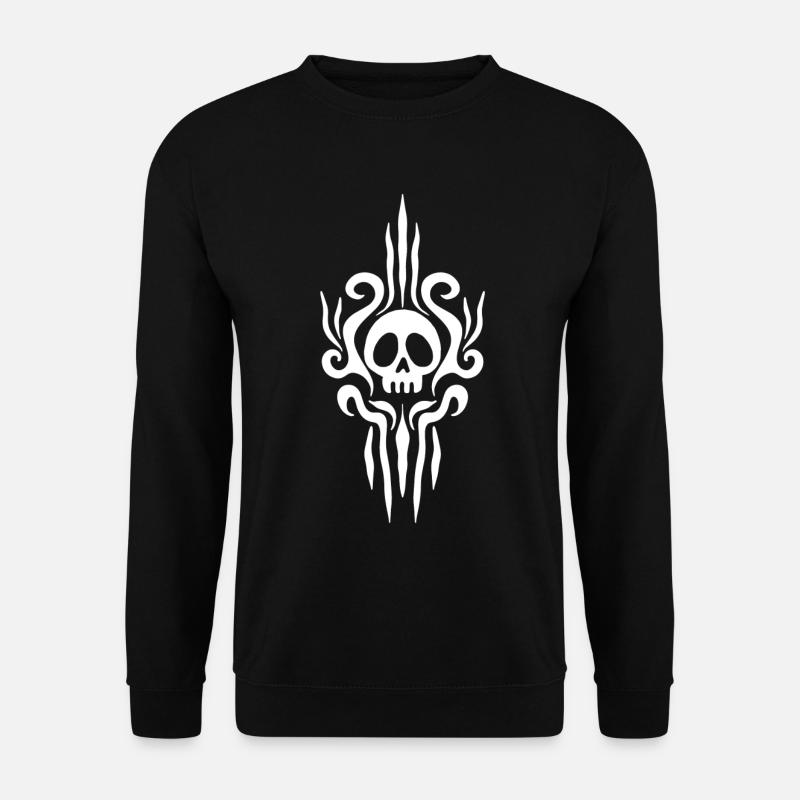 White skull and tattoo - Unisex Sweatshirt - black