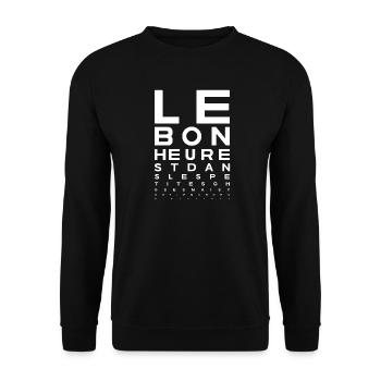 Le bonheur est dans les petites choses   - Sweat-shirt Unisexe - noir - Devant - Alina (178cm) & Michal (187cm)