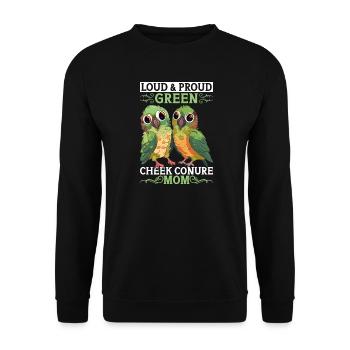 Perruche verte bruyante et fière Mama Conure Perroquet - Sweat-shirt Unisexe - noir - Devant - Alina (178cm) & Michal (187cm)
