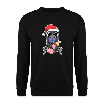 Noël Bébé Corbeau - Sweat-shirt Unisexe - noir - Devant - Alina (178cm) & Michal (187cm)