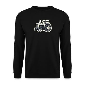 Traktor Linienzeichnung Vintage - Unisex Pullover - Schwarz - Vorne - Alina (178cm) & Michal (187cm)