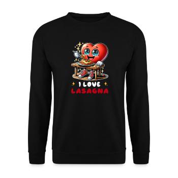 J'adore la cuisine italienne en forme de cœur de - Sweat-shirt Unisexe - noir - Devant - Alina (178cm) & Michal (187cm)
