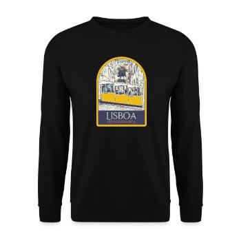 Illustration Bica funicular, Lisbon - Unisex Sweatshirt - black - Front - Alina (178cm) & Michal (187cm)