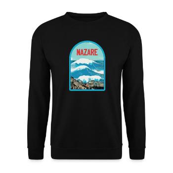 Nazaré au Portugal: Surfers & Grandes Vagues - Sweat-shirt Unisexe - noir - Devant - Alina (178cm) & Michal (187cm)