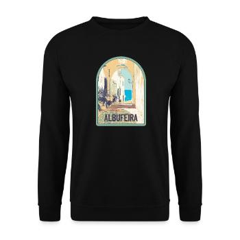 Rue pittoresque de la vieille ville d'Albufeira - Sweat-shirt Unisexe - noir - Devant - Alina (178cm) & Michal (187cm)