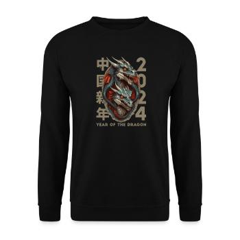 Chinese Dragon - Unisex Sweatshirt - black - Front - Alina (178cm) & Michal (187cm)