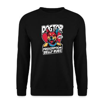 Pop Art Dogtor Prescription: Belly Crawl! - Unisex Sweatshirt - black - Front - Alina (178cm) & Michal (187cm)
