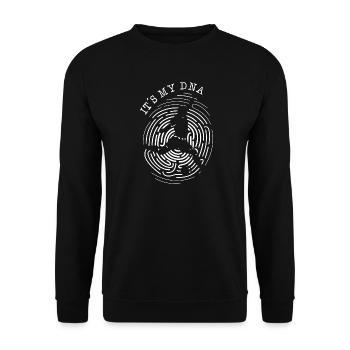 Soccer Cool Sayings Fingerprint DNA Winner - Unisex Sweatshirt - black - Front - Alina (178cm) & Michal (187cm)