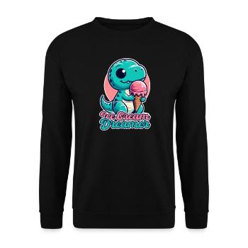 Ice Cream Dreamer Cute T-Rex with Ice Cream Gift - Unisex Sweatshirt - black - Front - Alina (178cm) & Michal (187cm)