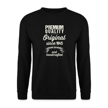 Né en 1945 - Sweat-shirt Unisexe - noir - Devant - Alina (178cm) & Michal (187cm)