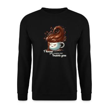 Coffee Mug Funny Gift - Unisex Sweatshirt - black - Front - Alina (178cm) & Michal (187cm)
