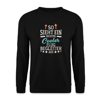 So sieht ein richtig cooler Flugbegleiter aus - Unisex Pullover - Schwarz - Vorne - Alina (178cm) & Michal (187cm)