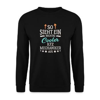 So sieht ein richtig cooler KFZ Mechaniker aus - Unisex Pullover - Schwarz - Vorne - Alina (178cm) & Michal (187cm)