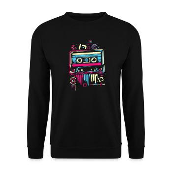 Conception de cassette rétro – Vintage coloré des années 80 et 90 - Sweat-shirt Unisexe - noir - Devant - Alina (178cm) & Michal (187cm)