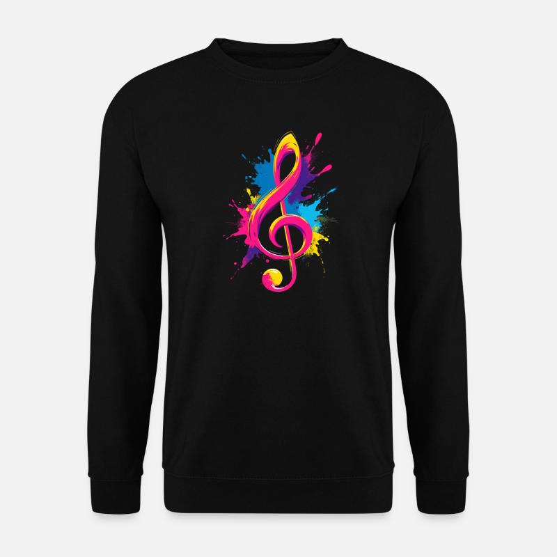Bunter Notenschlüssel mit Farbspritzern - Unisex Pullover - Schwarz