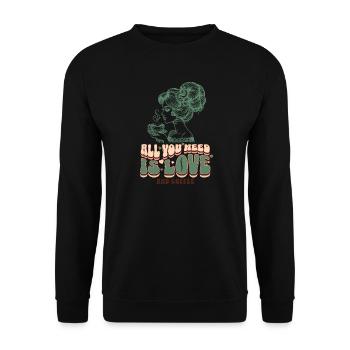 Love & Coffee – Retro Woman Clipart - Unisex Sweatshirt - black - Front - Alina (178cm) & Michal (187cm)