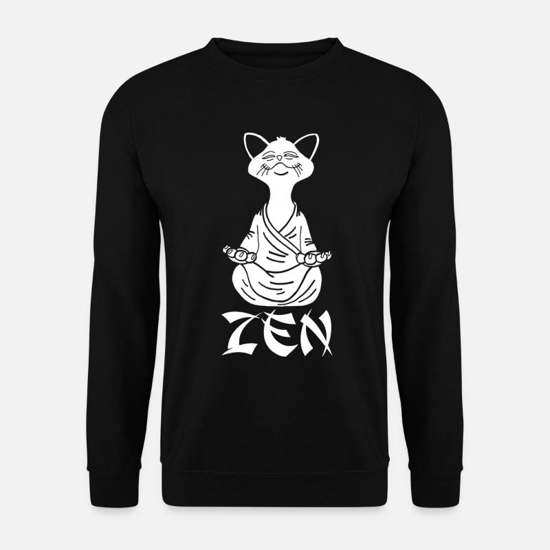 Zen Weiße Katze - Unisex Pullover - Schwarz