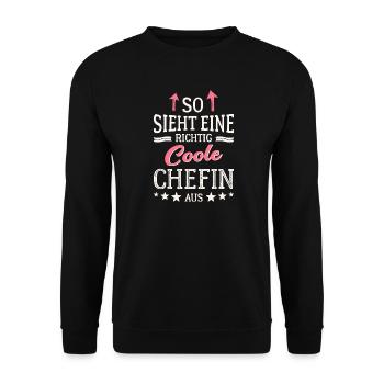 So sieht eine richtig coole Chefin aus - Unisex Pullover - Schwarz - Vorne - Alina (178cm) & Michal (187cm)