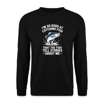 Catch and Tell Pêche Humour Design - Sweat-shirt Unisexe - noir - Devant - Alina (178cm) & Michal (187cm)