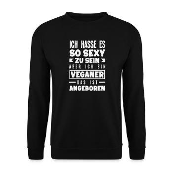 Attention I'm Vegan Funny Vegan Gift - Unisex Sweatshirt - black - Front - Alina (178cm) & Michal (187cm)