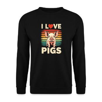 Pig Sow Farmer Farmer Gift Retro - Unisex Sweatshirt - black - Front - Alina (178cm) & Michal (187cm)