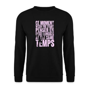 COOLER SPRUCH FÜR MEHRSPRACHLER, INTERNATIONAL - Unisex Pullover - Schwarz - Vorne - Alina (178cm) & Michal (187cm)
