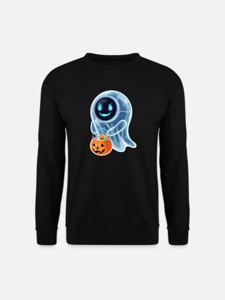 Roboter Geist mit Kürbiseimer - Unisex Pullover - Schwarz