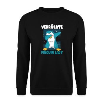 Crazy Penguin Lady Funny Sayings Irony Fun - Unisex Sweatshirt - black - Front - Alina (178cm) & Michal (187cm)