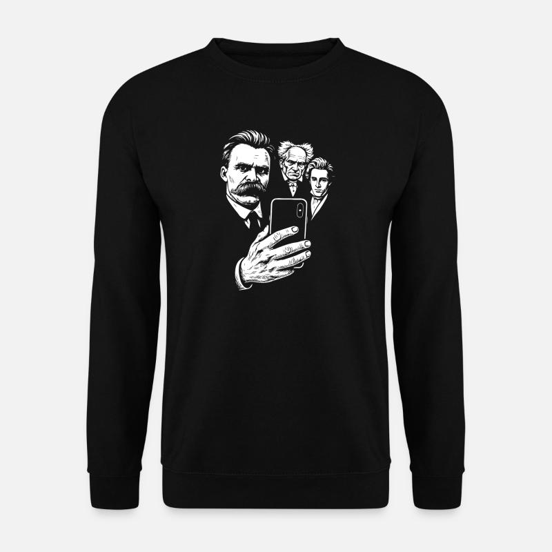 Nietzsche-Selfie mit Schopenhauer und Kierkegaard - Unisex Pullover - Schwarz