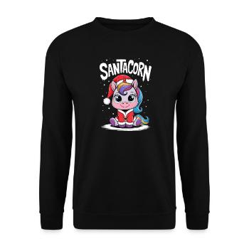 Pull de Noël licorne Noël Noël - Sweat-shirt Unisexe - noir - Devant - Alina (178cm) & Michal (187cm)