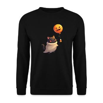 Chat d’Halloween avec citrouille d’Halloween - Sweat-shirt Unisexe - noir - Devant - Alina (178cm) & Michal (187cm)