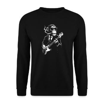 Rockin Monkey fumant un cigare dans un costume élégant - Sweat-shirt Unisexe - noir - Devant - Alina (178cm) & Michal (187cm)