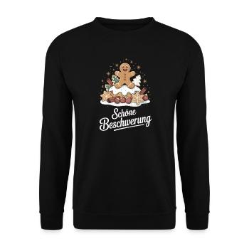 Essen ohne Limit Schöne Bescherung Plätzchen - Unisex Pullover - Schwarz - Vorne - Alina (178cm) & Michal (187cm)