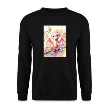 Floral Watercolor Dragon - Unisex Sweatshirt - black - Front - Alina (178cm) & Michal (187cm)