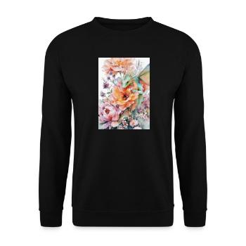 Dragon aquarelle et jardins fleuris - Sweat-shirt Unisexe - noir - Devant - Alina (178cm) & Michal (187cm)