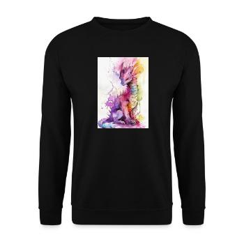 Rainbow Watercolor Dragon - Unisex Sweatshirt - black - Front - Alina (178cm) & Michal (187cm)