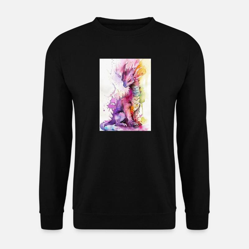 Regenbogen Aquarell Drache - Unisex Pullover - Schwarz