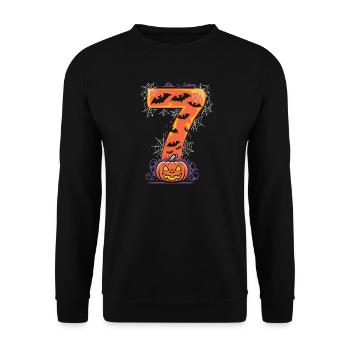 Design effrayant d’Halloween 7 avec citrouille et chauves-souris - Sweat-shirt Unisexe - noir - Devant - Alina (178cm) & Michal (187cm)