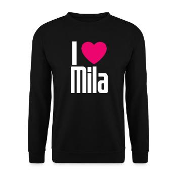 I Love Mila Pinkes Herz Ich liebe Mila - Unisex Pullover - Schwarz - Vorne - Alina (178cm) & Michal (187cm)