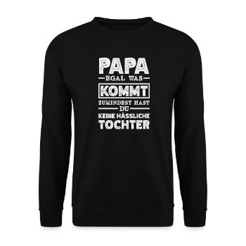 Drôle de cadeau de fête des pères papa bière - Sweat-shirt Unisexe - noir - Devant - Alina (178cm) & Michal (187cm)